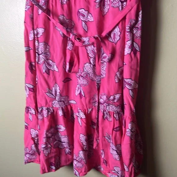 LOFT Pink and Orange feminine,Ruffled Tie Front Sundress - Picture 4 of 6